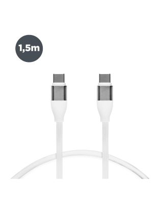 Cable Datos USB Tipo C- USB Tipo C 1,5 Metros Blanco