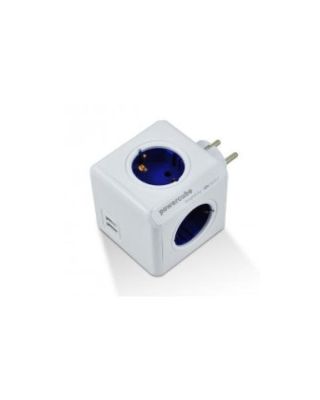 Enchufe de Red POWER CUBE 4 tomas + 2 USB Azul