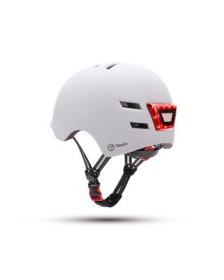 Casco Youin con Led Frontral y Trasero Talla M Blanco